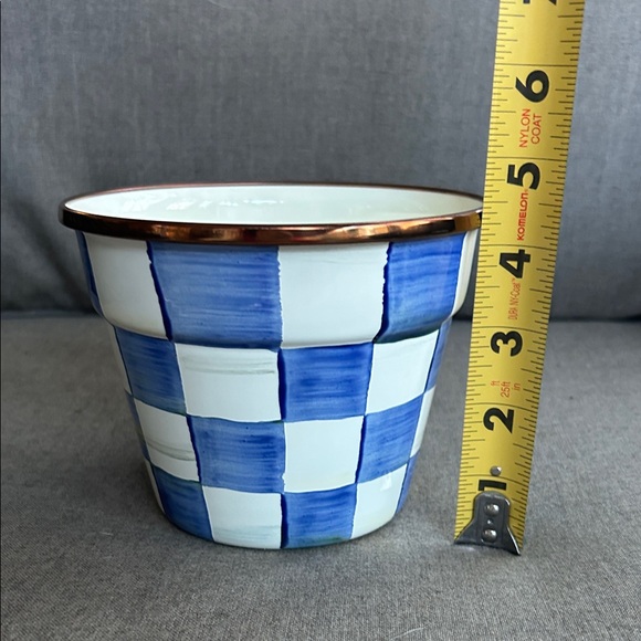 MacKenzie-Childs Blue and White Checkered Pot - Picture 4 of 5